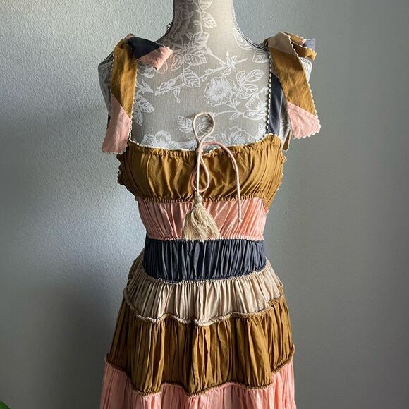 Anthropologie Let Me Be Letizia Colorblocked Dress in Pink Combo - Picture 6 of 15